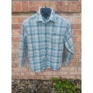 Dockers Women's Medium Long Sleeve Flannel Plaid Button Down Shirt 100% Cotton